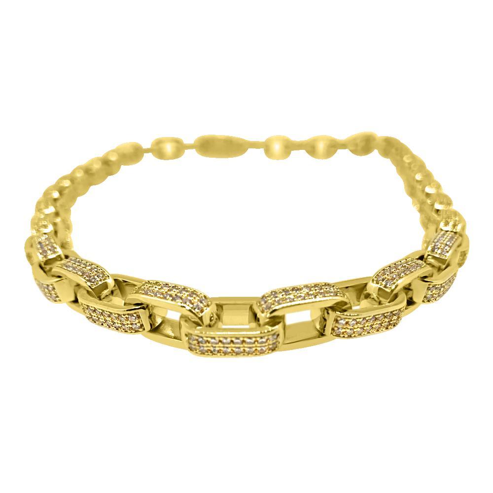 3D Box Link Gold Hip Hop CZ Bling Bling Chain 16" HipHopBling