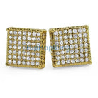 3D Box XL Gold CZ Micro Pave Bling Earrings HipHopBling