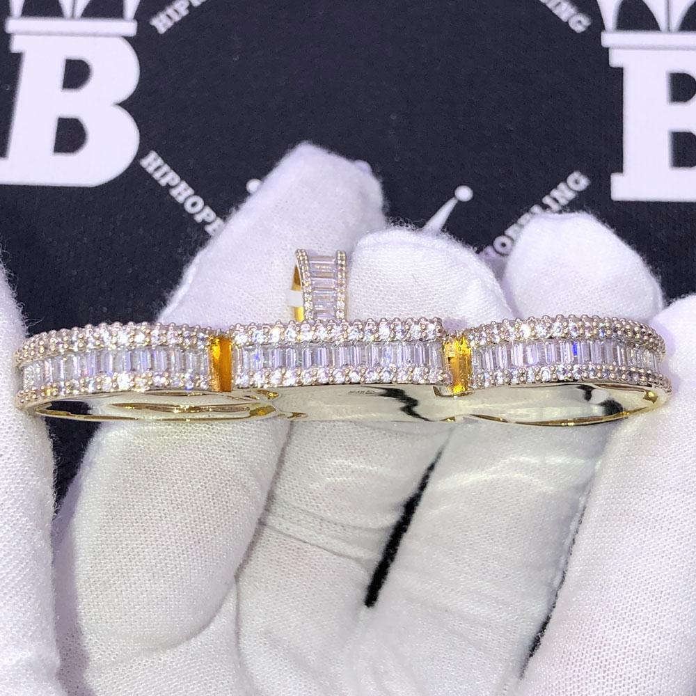 3D CEO Baguette CZ Hip Hop Iced Out Pendant Yellow Gold HipHopBling