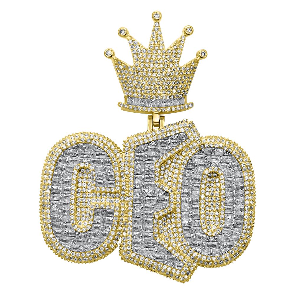 3D CEO Crown Baguette CZ Iced Out Hip Hop Pendant HipHopBling