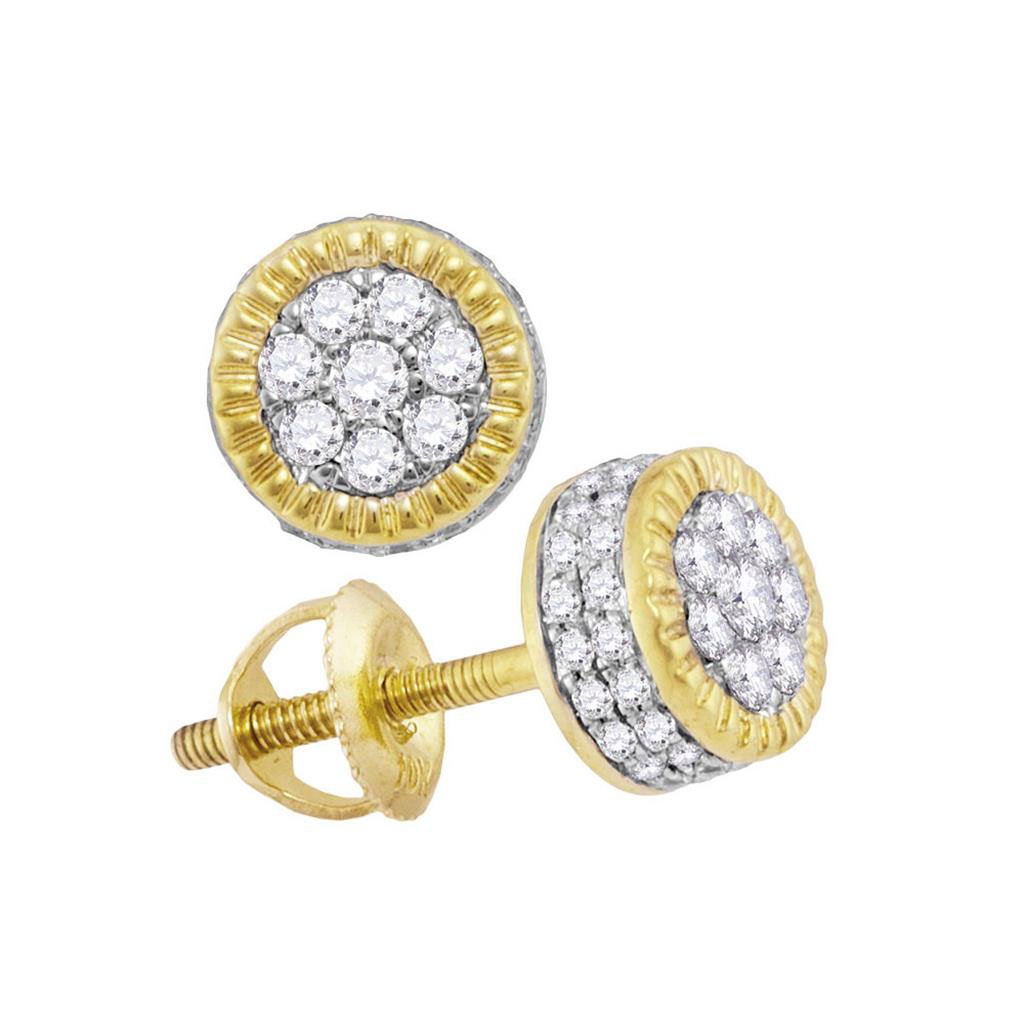 3D Circle Cluster Diamond Earrings 10K Yellow Gold M 10MM .50 Carats 10K Yellow Gold HipHopBling