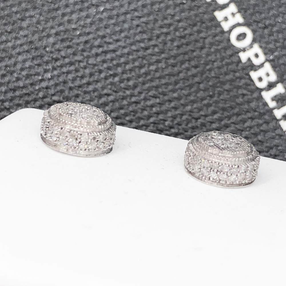 3D Circle Diamond .26cttw Earrings .925 Sterling Silver HipHopBling