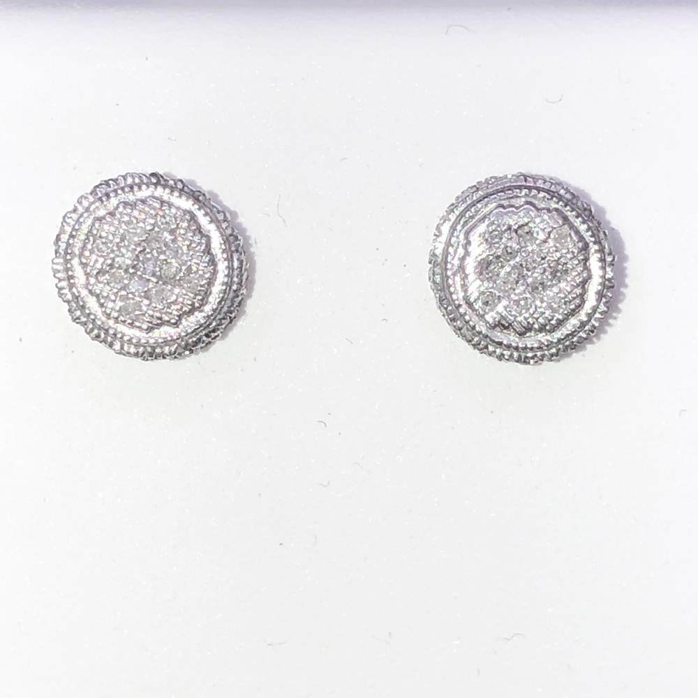 3D Circle Diamond .26cttw Earrings .925 Sterling Silver HipHopBling