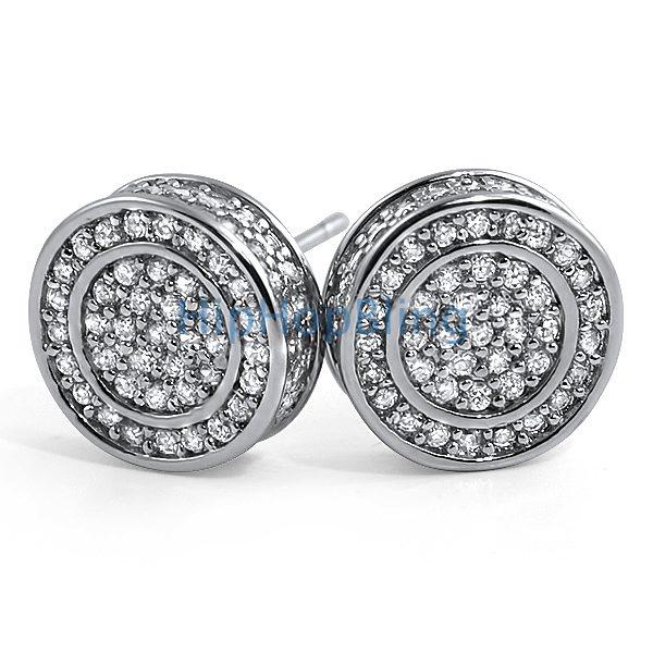3D Circle Large CZ Iced Out Bling Bling Earrings HipHopBling