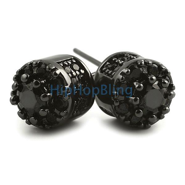 3D Cluster Black CZ Bling Bling Earrings HipHopBling