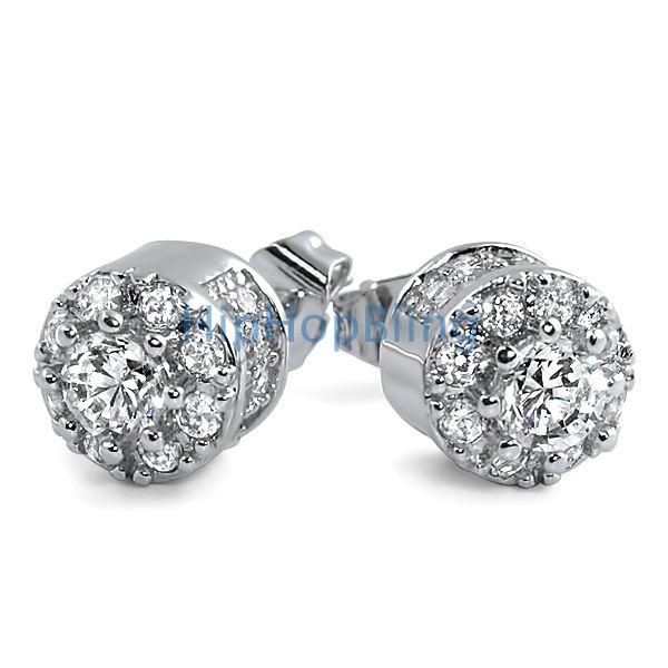 3D Cluster CZ Bling Bling Earrings Micro Pave HipHopBling