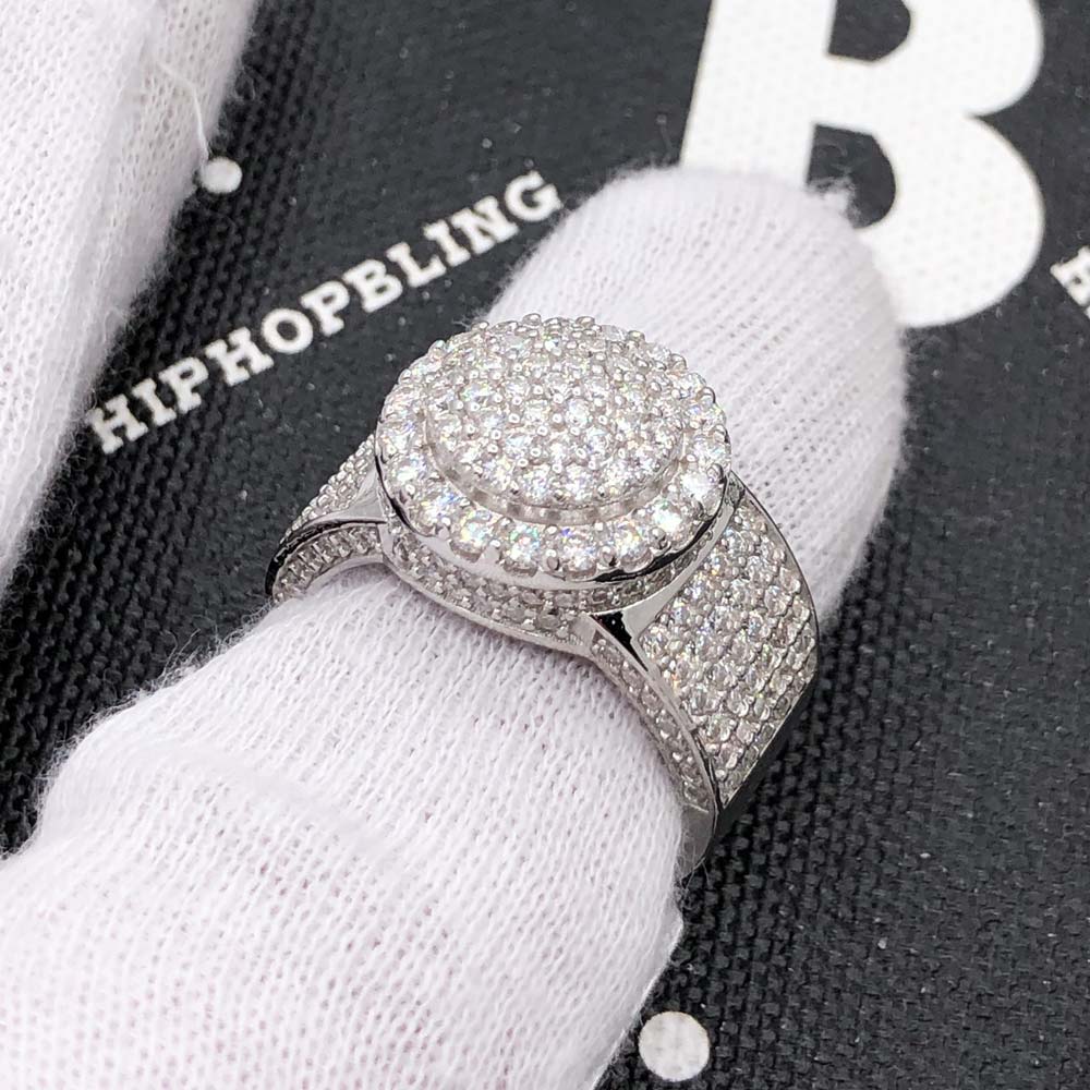 3D Cluster Iced Out VVS Moissanite Ring .925 Sterling Silver 7 HipHopBling