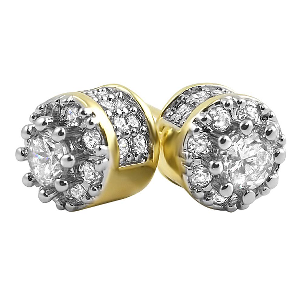3D Cluster VVS Moissanite Earrings .925 Sterling Silver White Gold HipHopBling