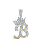 3D Crown A - Z Letter Initial Diamond Pendant 10K Yellow Gold A HipHopBling