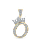 3D Crown A - Z Letter Initial Diamond Pendant 10K Yellow Gold A HipHopBling