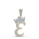 3D Crown A - Z Letter Initial Diamond Pendant 10K Yellow Gold A HipHopBling