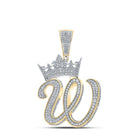 3D Crown A - Z Letter Initial Diamond Pendant 10K Yellow Gold A HipHopBling