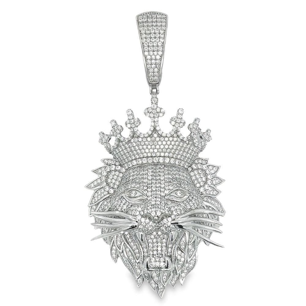3D Crown Lion VVS Moissanite Pendant 10.13cttw .925 Sterling Silver HipHopBling