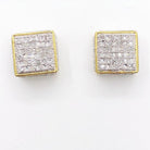 3D Cube .17cttw Diamond Earrings Yellow .925 Sterling Silver Yellow Gold HipHopBling