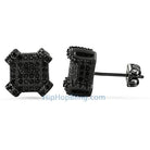3D Edgy Box Black CZ Bling Bling Earrings HipHopBling