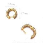 3D Full Micro Pave CZ Iced Out Huggie Hoop Earrings .925 Silver White Gold HipHopBling