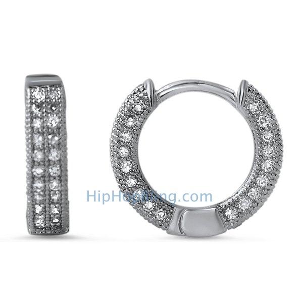 3D Hoop Earrings CZ Micro Pave HipHopBling