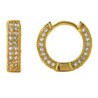 3D Hoop Earrings Gold CZ Micro Pave HipHopBling