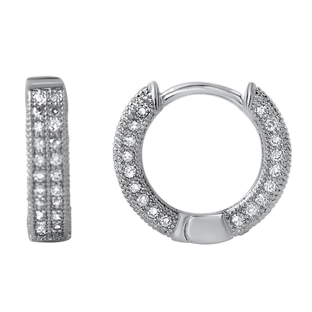 3D Hoop VVS Moissanite Earrings .925 Sterling Silver White Gold HipHopBling