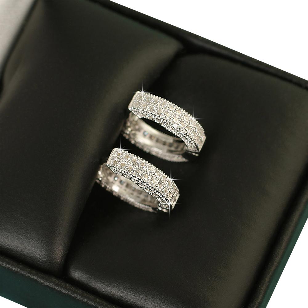 3D Hoop VVS Moissanite Earrings .925 Sterling Silver Yellow Gold HipHopBling