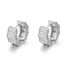 3D Ice Wave CZ Huggie Hoop Iced Out Earrings .925 Silver White Gold HipHopBling