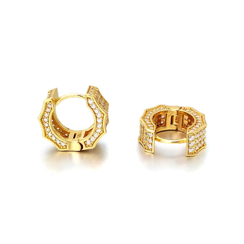 3D Ice Wave CZ Huggie Hoop Iced Out Earrings .925 Silver White Gold HipHopBling