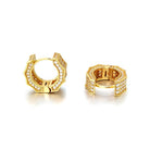 3D Ice Wave CZ Huggie Hoop Iced Out Earrings .925 Silver White Gold HipHopBling