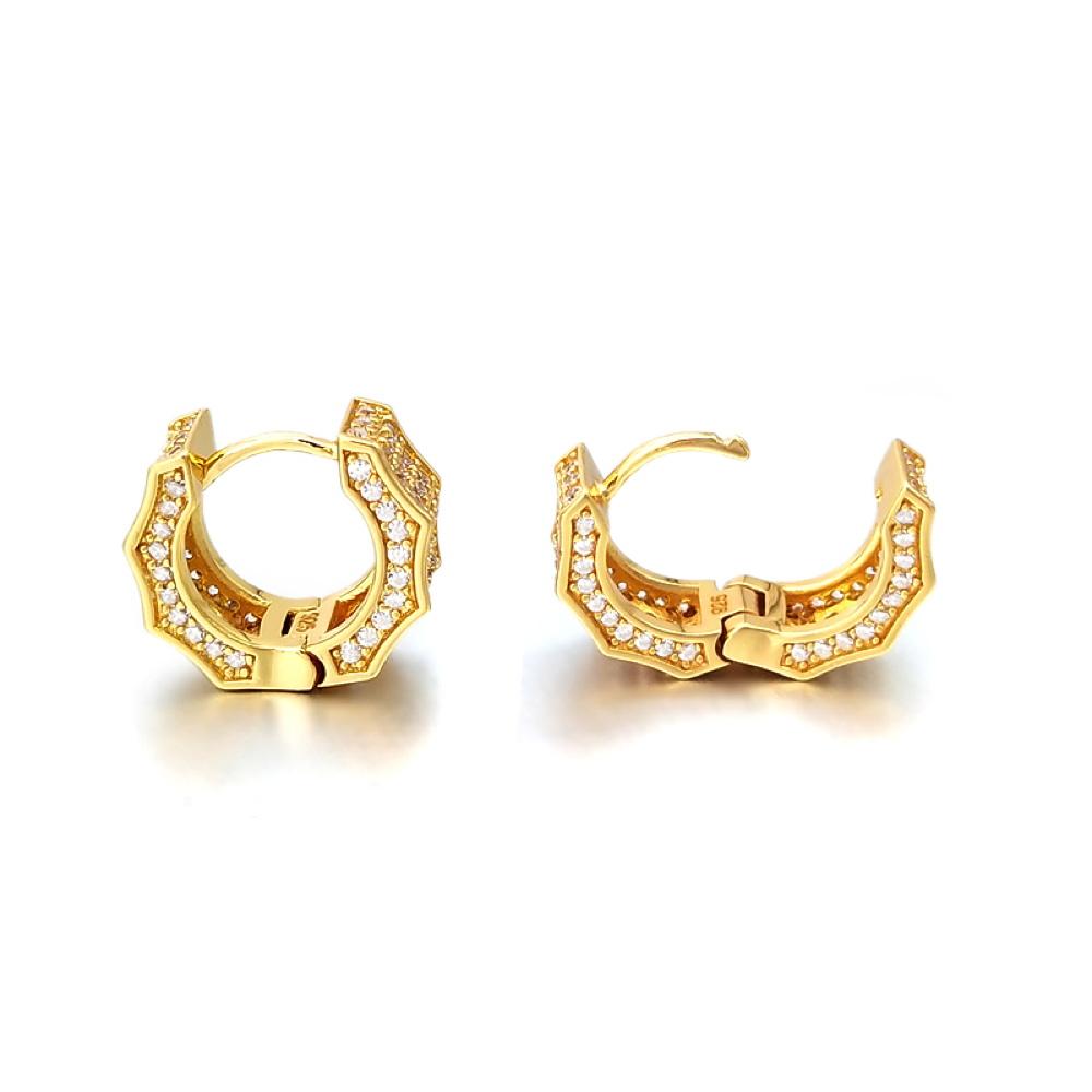 3D Ice Wave CZ Huggie Hoop Iced Out Earrings .925 Silver White Gold HipHopBling