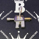 3D Juice Gun CZ Hip Hop Bling Bling Pendant Yellow Gold HipHopBling