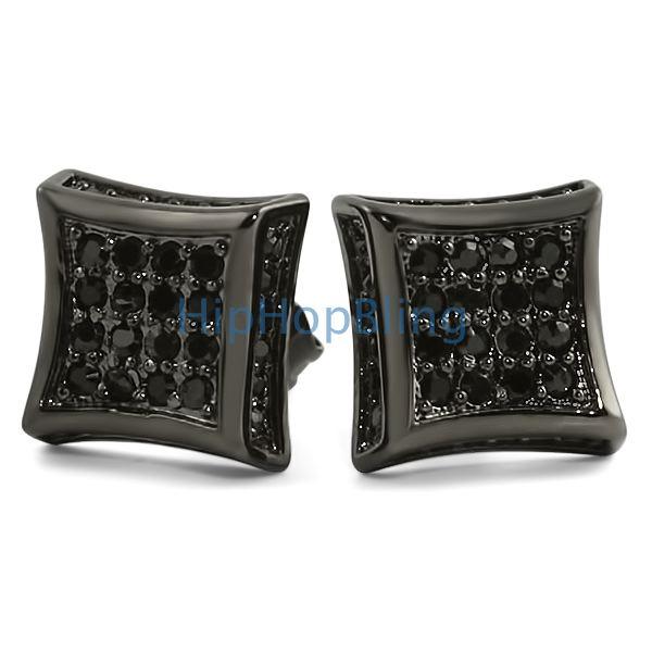 3D Kite Black CZ Micro Pave Bling Earrings HipHopBling