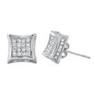 3D Kite CZ Micro Pave Earrings Rhodium HipHopBling