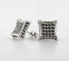 3D Kite Earrings Black CZ Micro Pave .925 Silver HipHopBling