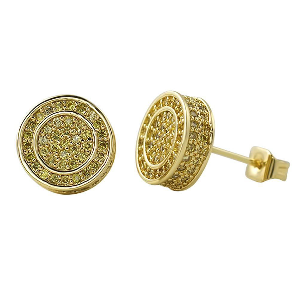 3D Large Circle Lemonade CZ Bling Bling Earrings HipHopBling