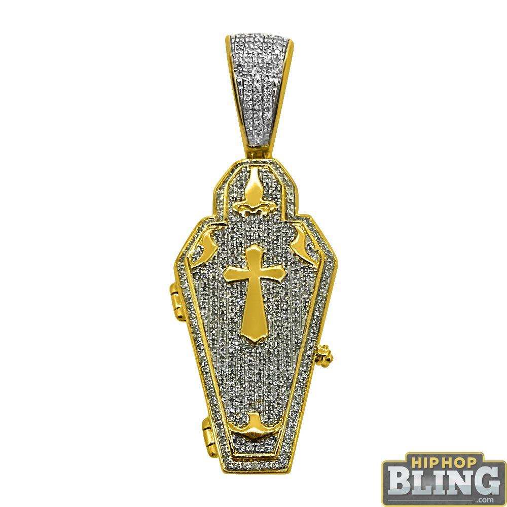 3D Opening Coffin .92cttw Diamond 10K Yellow Gold HipHopBling