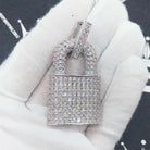 3D Padlock Iced Out Hip Hop Pendant White Gold HipHopBling