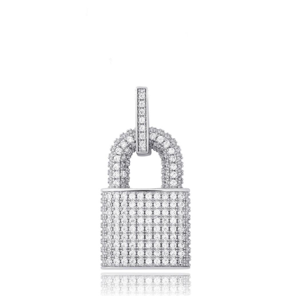 3D Padlock Iced Out Hip Hop Pendant Yellow Gold HipHopBling