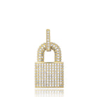 3D Padlock Iced Out Hip Hop Pendant Yellow Gold HipHopBling