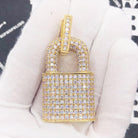 3D Padlock Iced Out Hip Hop Pendant Yellow Gold HipHopBling