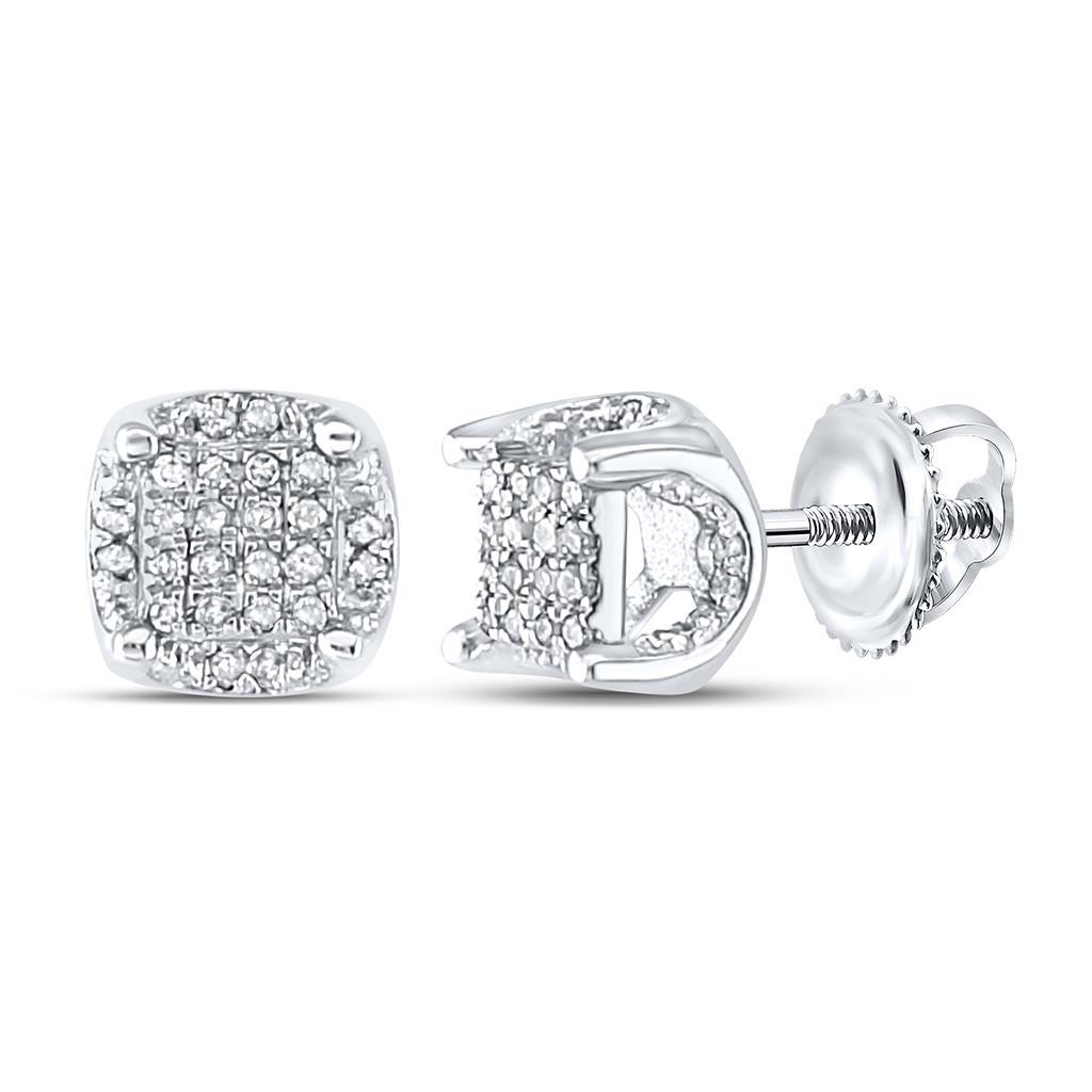 3D Pave Stud .20 Carat Diamond Earrings .10K Gold White Gold HipHopBling
