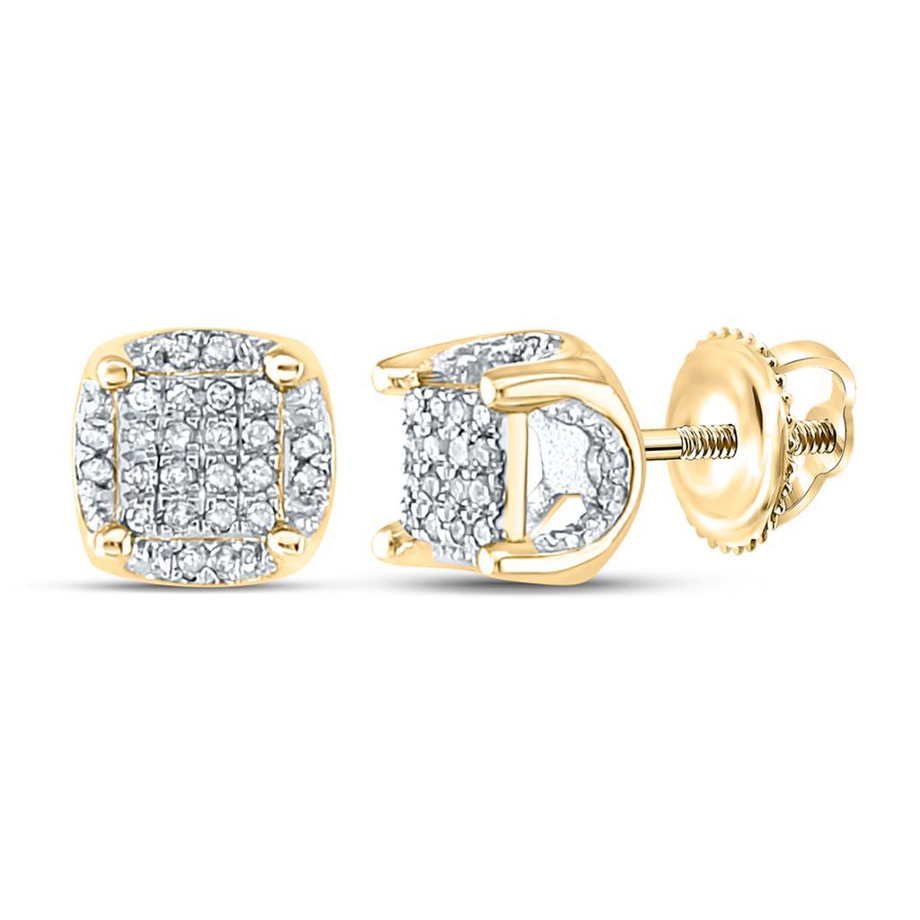 3D Pave Stud .20 Carat Diamond Earrings .10K Gold Yellow Gold HipHopBling