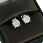 3D Pave Stud VVS Moissanite Earrings .925 Sterling Silver White Gold HipHopBling