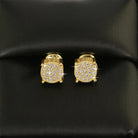 3D Pave Stud VVS Moissanite Earrings .925 Sterling Silver Yellow Gold HipHopBling