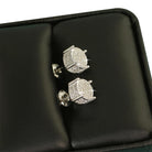 3D Pave Stud VVS Moissanite Earrings .925 Sterling Silver Yellow Gold HipHopBling