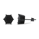 3D Pentagon Black CZ Hip Hop Earrings HipHopBling