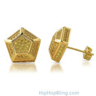 3D Pentagon Lemonade CZ Bling Bling Earrings HipHopBling