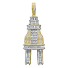 3D PLUG Baguette CZ Hip Hop Iced Out Pendant Yellow Gold HipHopBling