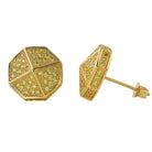 3D Pointed Octagon Lemonade CZ Hip Hop Earrings HipHopBling