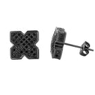 3D Pointed X Black CZ Bling Bling Earrings HipHopBling