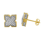 3D Pointed X Gold CZ Bling Bling Earrings HipHopBling