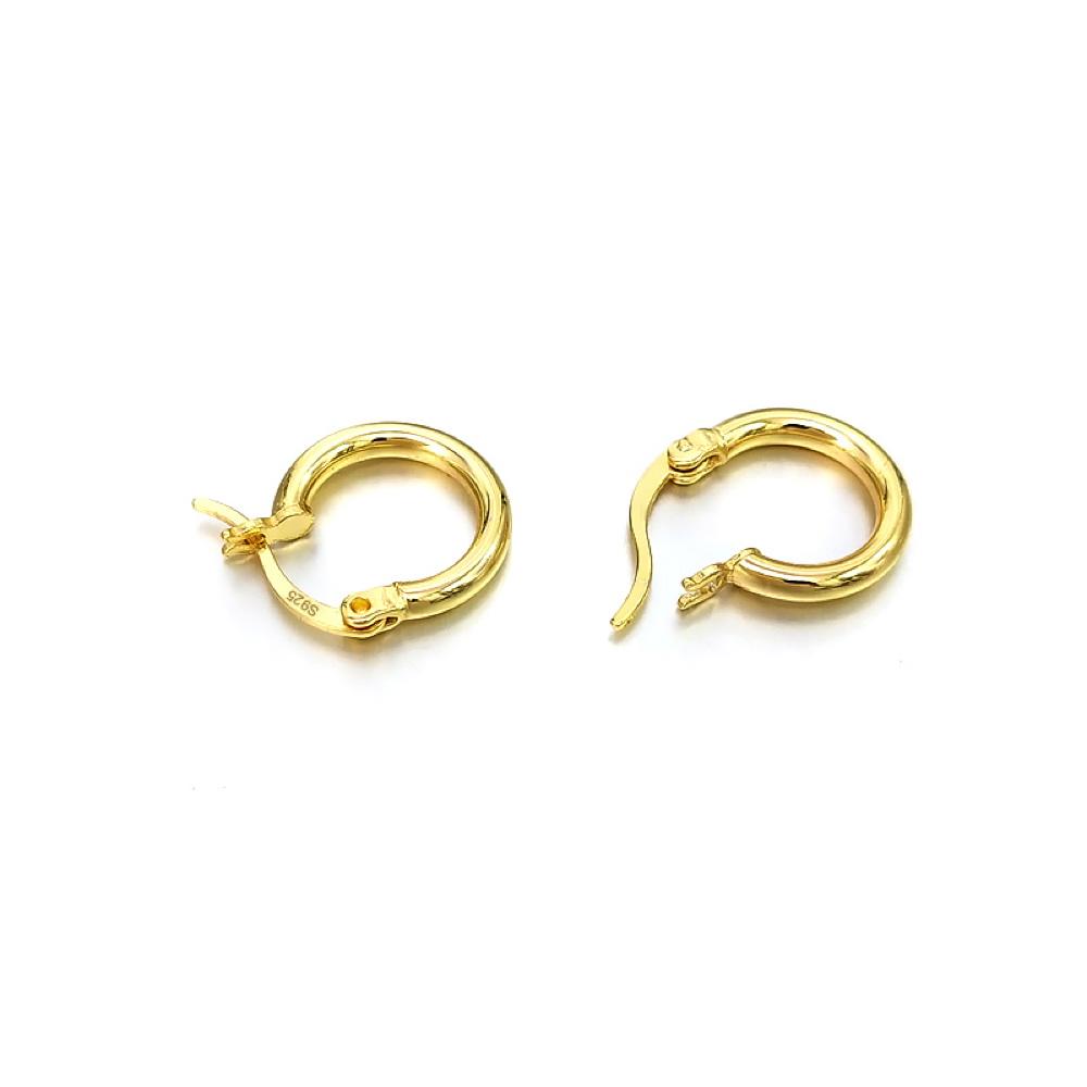 3D Polished Huggie Hoop Earrings .925 Silver (3 Sizes) White Gold S (13MM) HipHopBling
